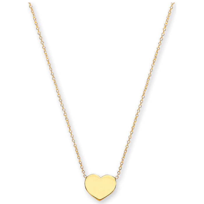 Y/G Rolo Chain with Heart, 18" Necklace