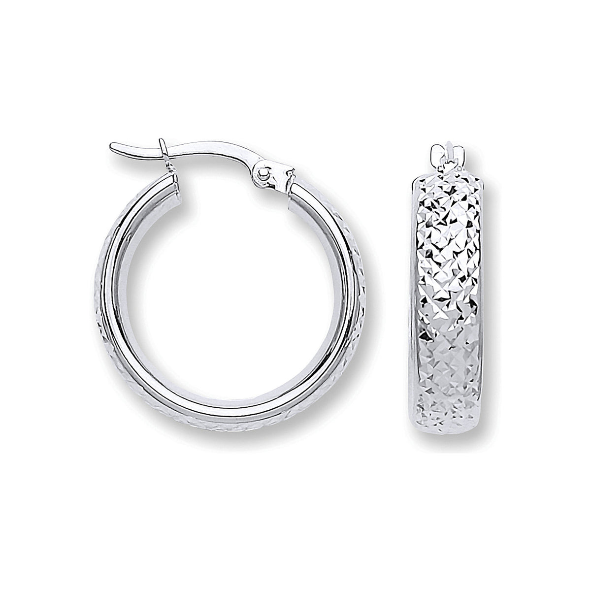 W/G 20mm Tyre Tread Design D Shape Earrings