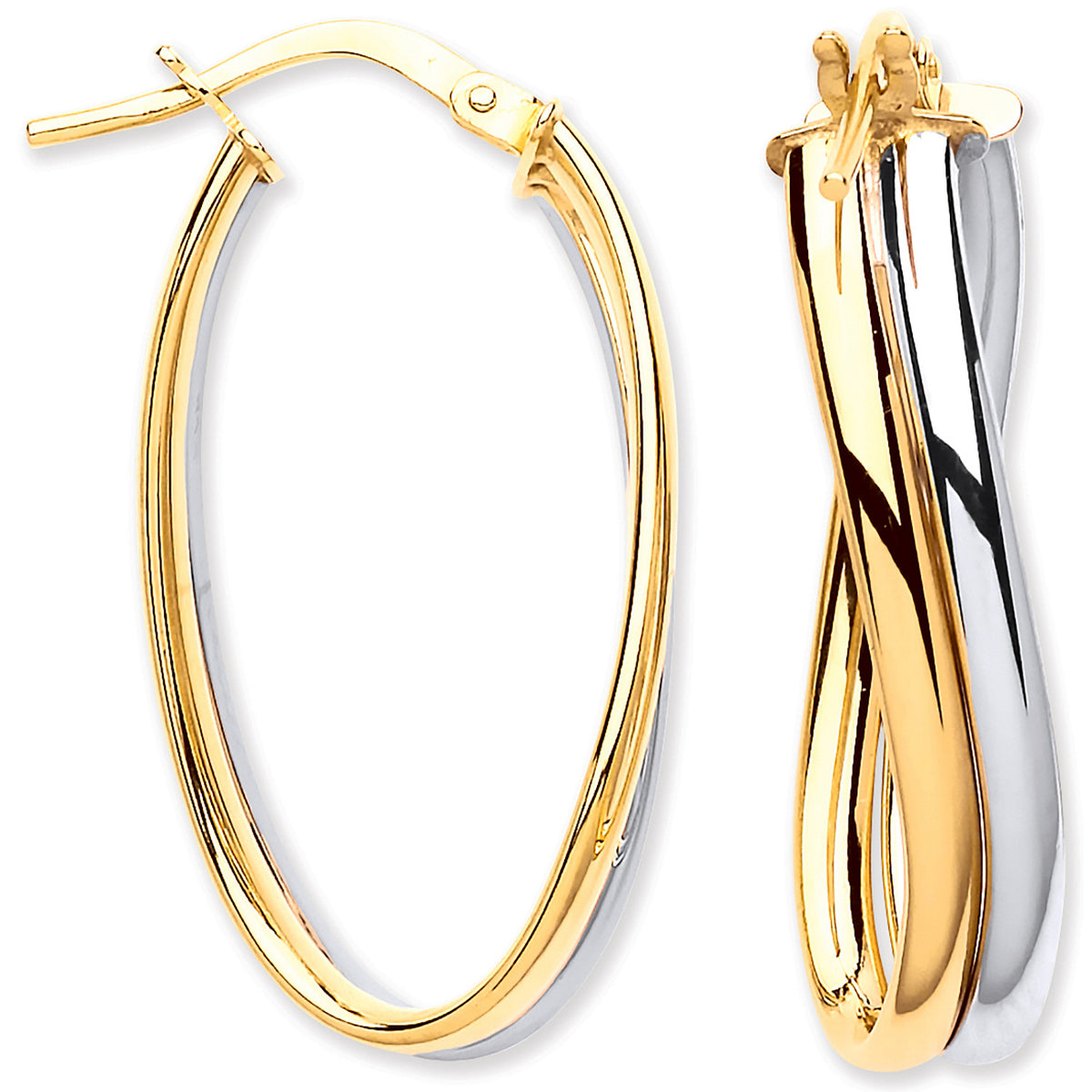 W & Y/G Wavy Flat HollowTube Earrings