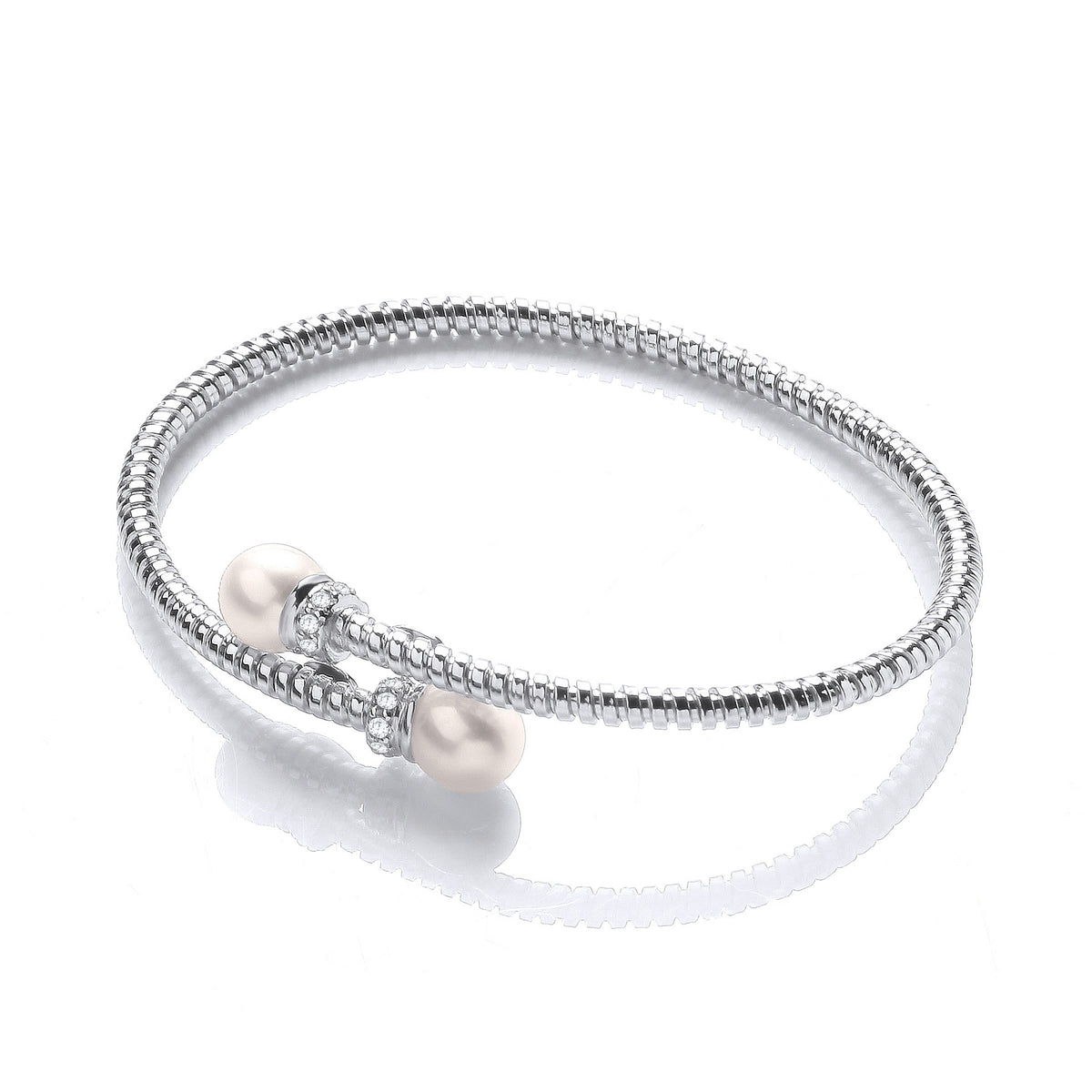 Cross Over Wire Bangle in Silver Rh Plating or YG Plating