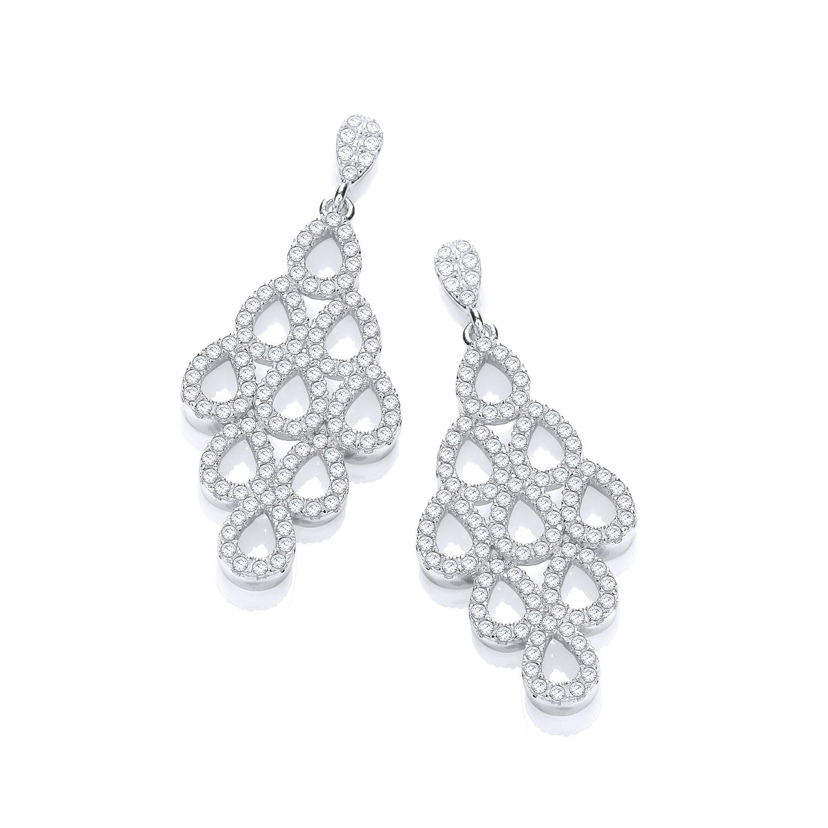 Micro Pave' White CZ Drop Earrings