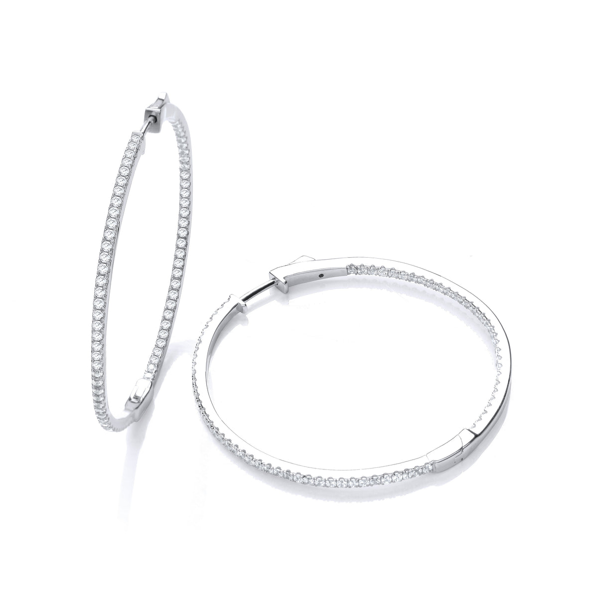 Micro Pave' Big Round Hoop Cz Earrings