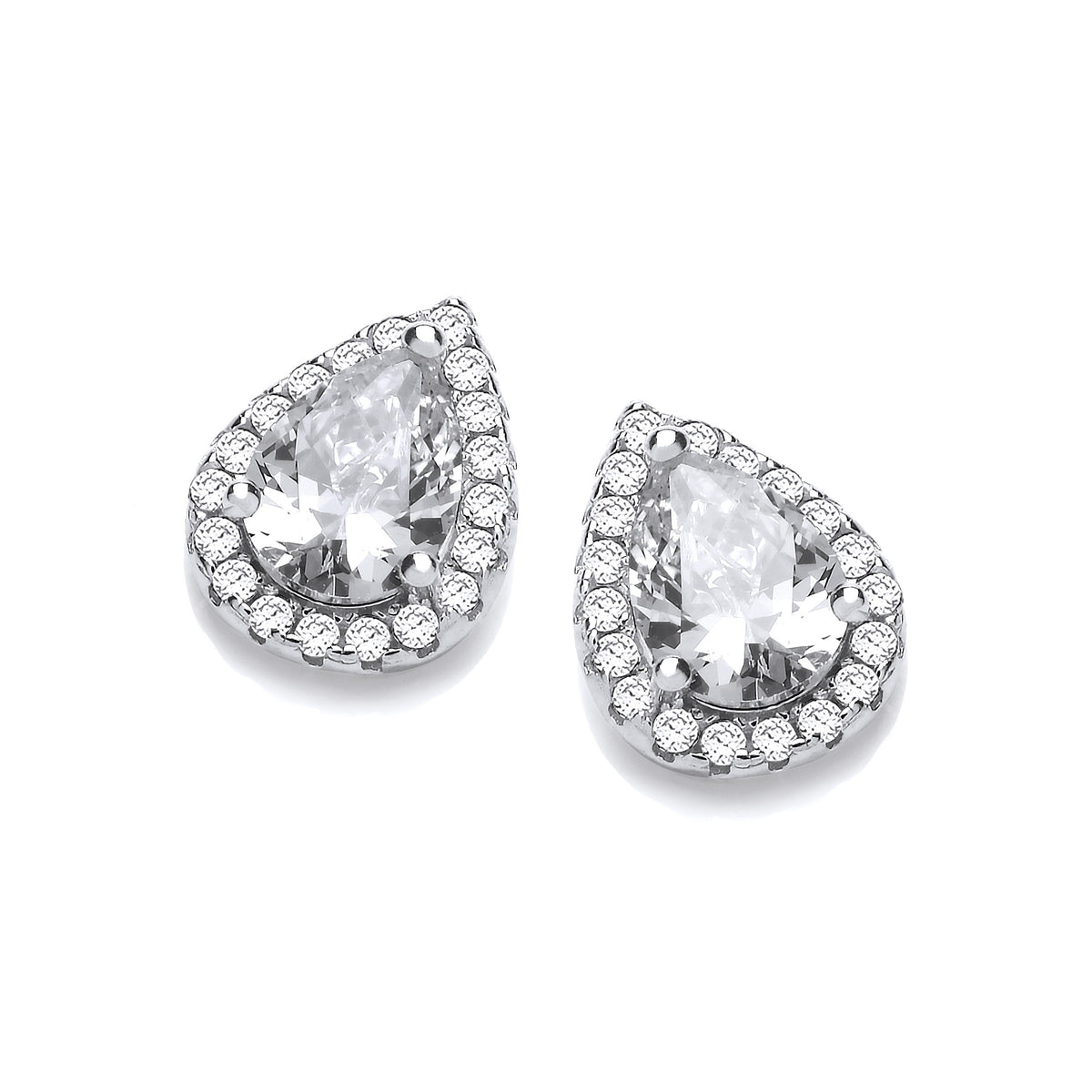 Teardrop Clear Cz Stud Earrings