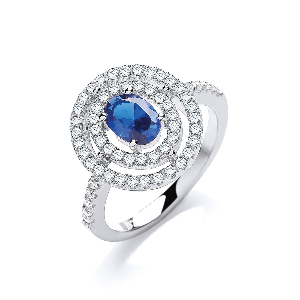 Micro Pave' Sapphire Blue & Clear CZs Ring