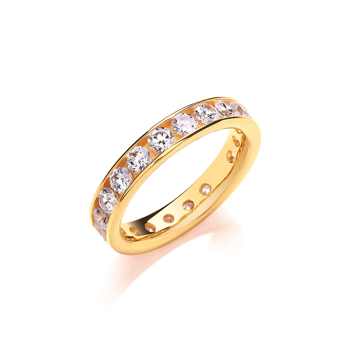 4mm Full ET Rd/Bril. Cz YG Plated Silver Ring