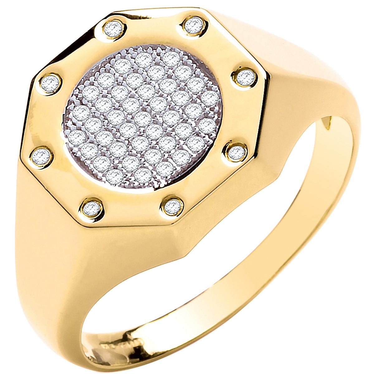 Y/G Octagon Top Fashion Cz Gents Ring