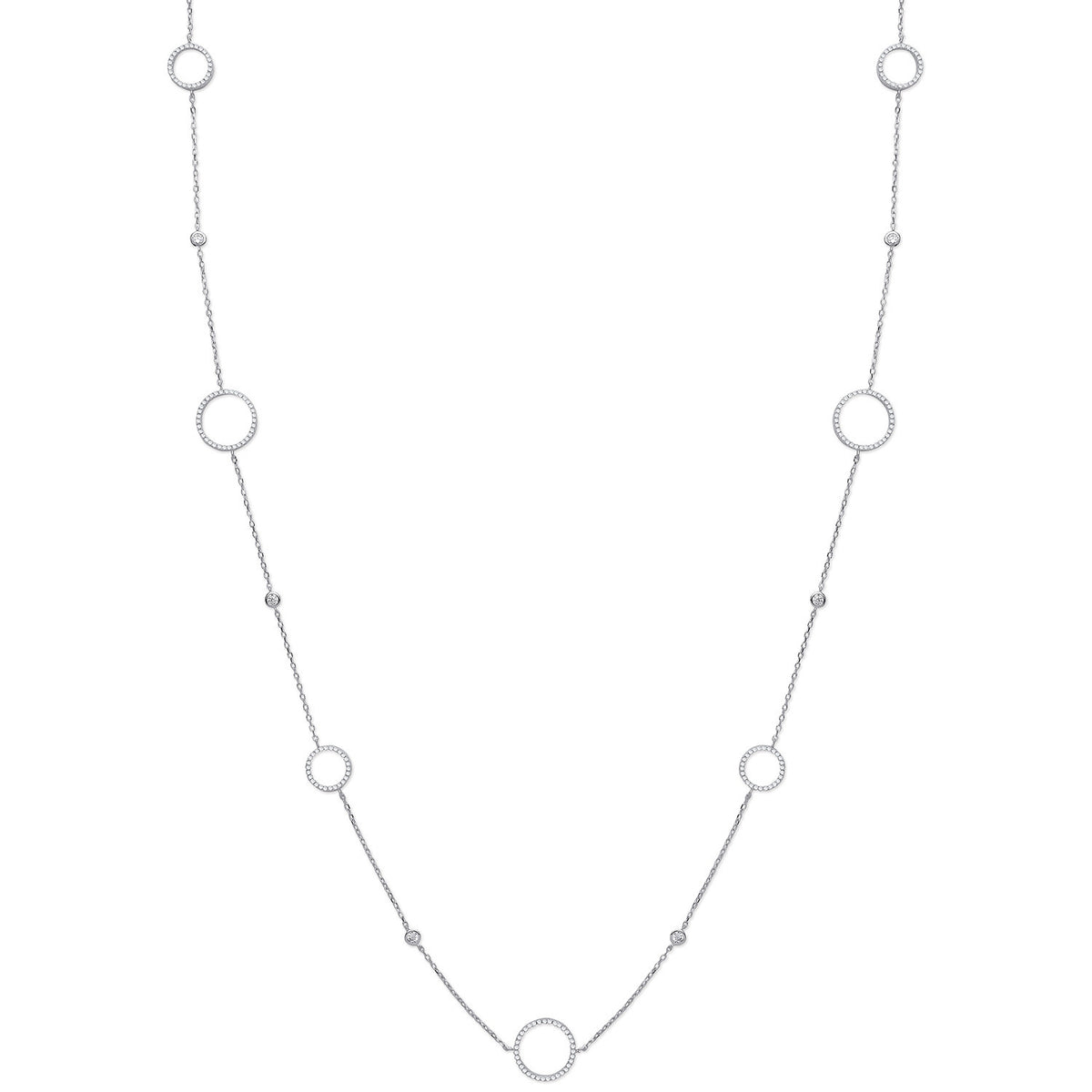 Silver Cz Circle of Life 36" (91cm) Necklace