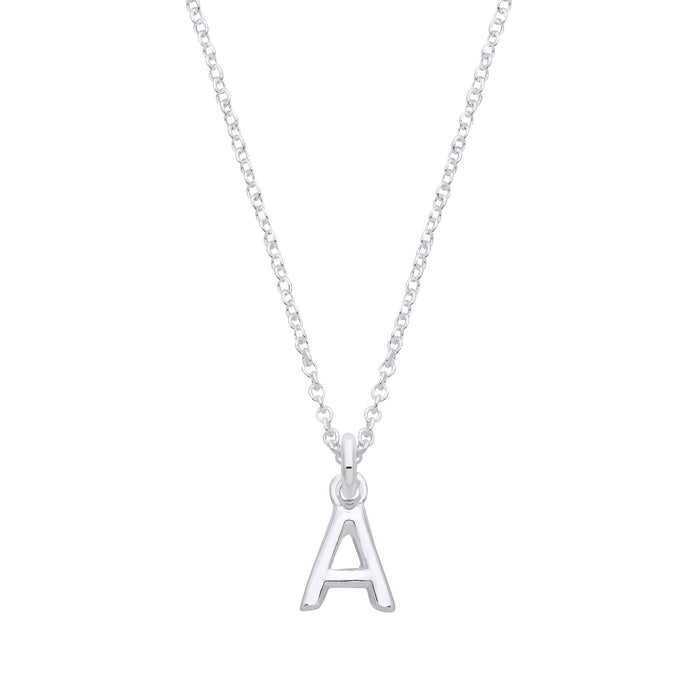 Silver Small Plain Initial 16" + 1" Necklace