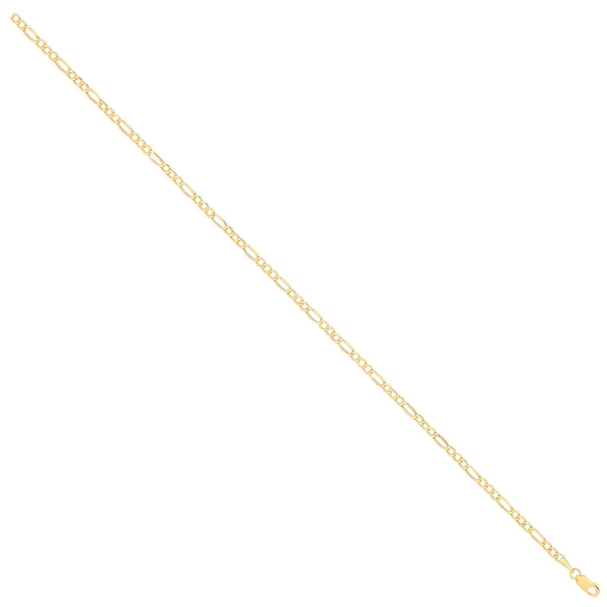 14ct Y/G Hollow Beveled Figaro 2.6mm Chain