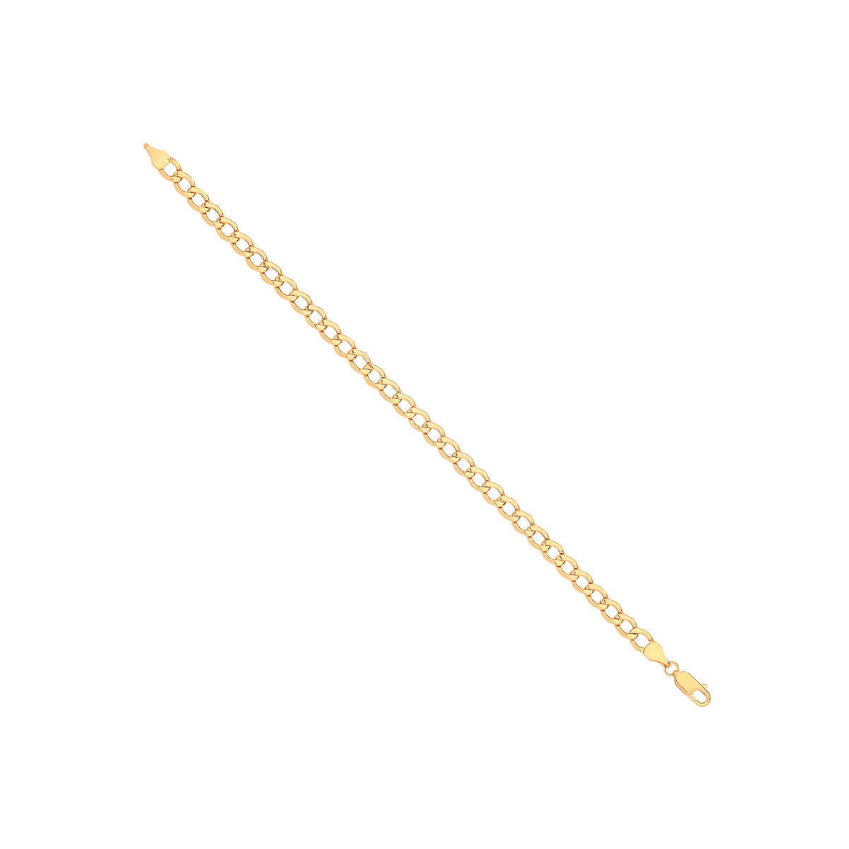 14ct Y/G Hollow Beveled Curb 5.0mm Chain