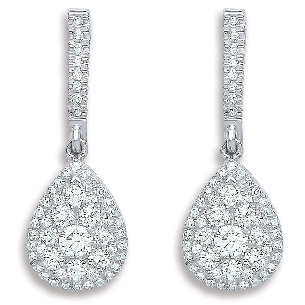 18ct White Gold 0.75ct Diamond Drop Earrings