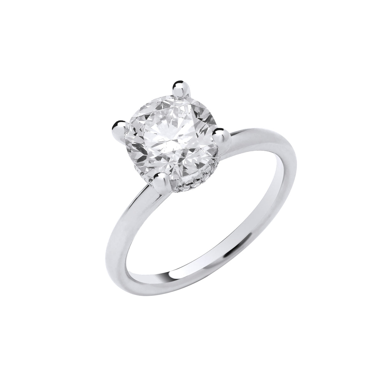 18ct White Gold 2.07ctw Solitaire LAB GROWN Hidden Halo Diamond Ring IGI Certified
