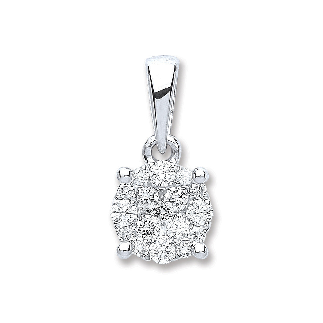 18ct White Gold 0.25ct Diamond Cluster Pendant