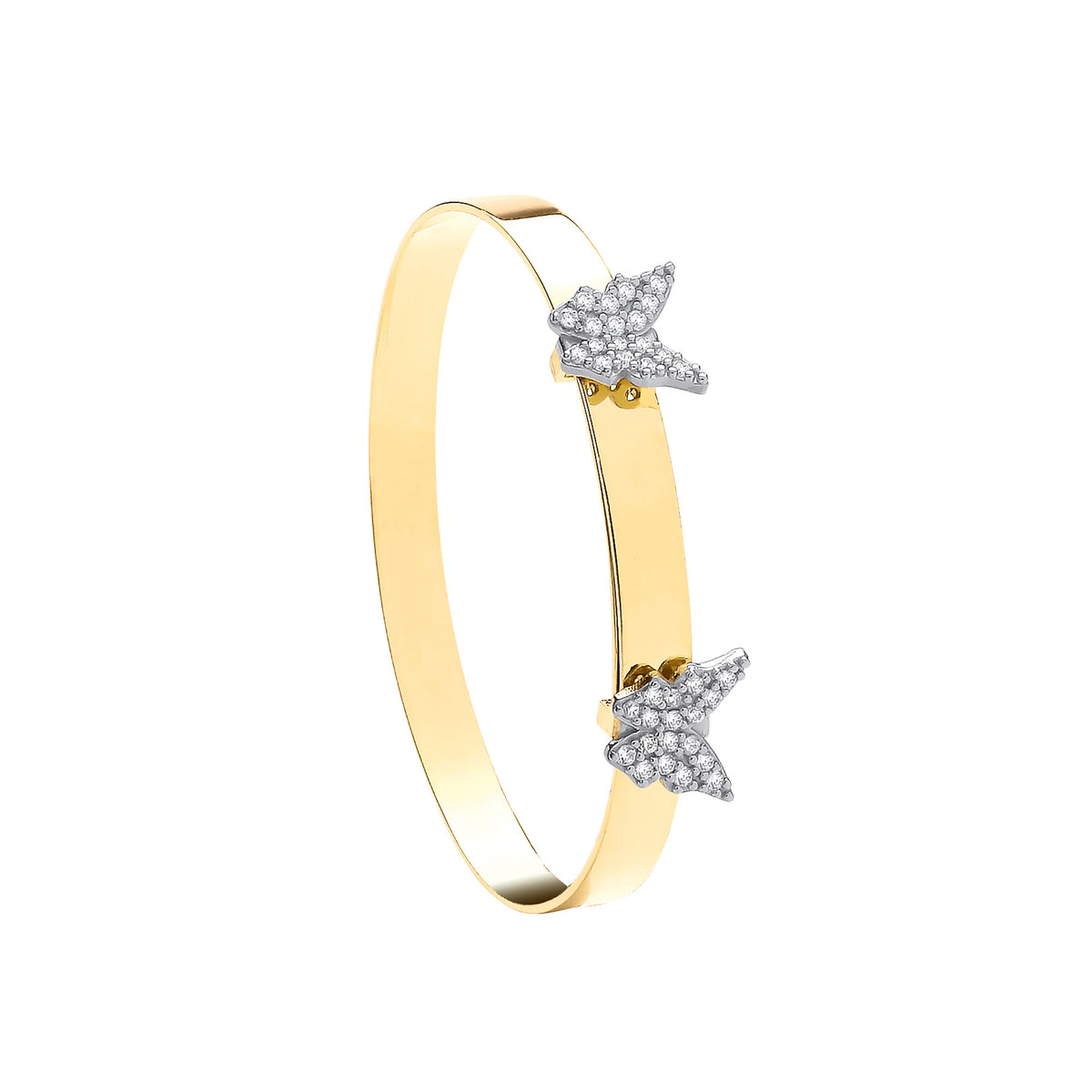 Y/G 4.3mm CZ Butterflies Baby Bangle