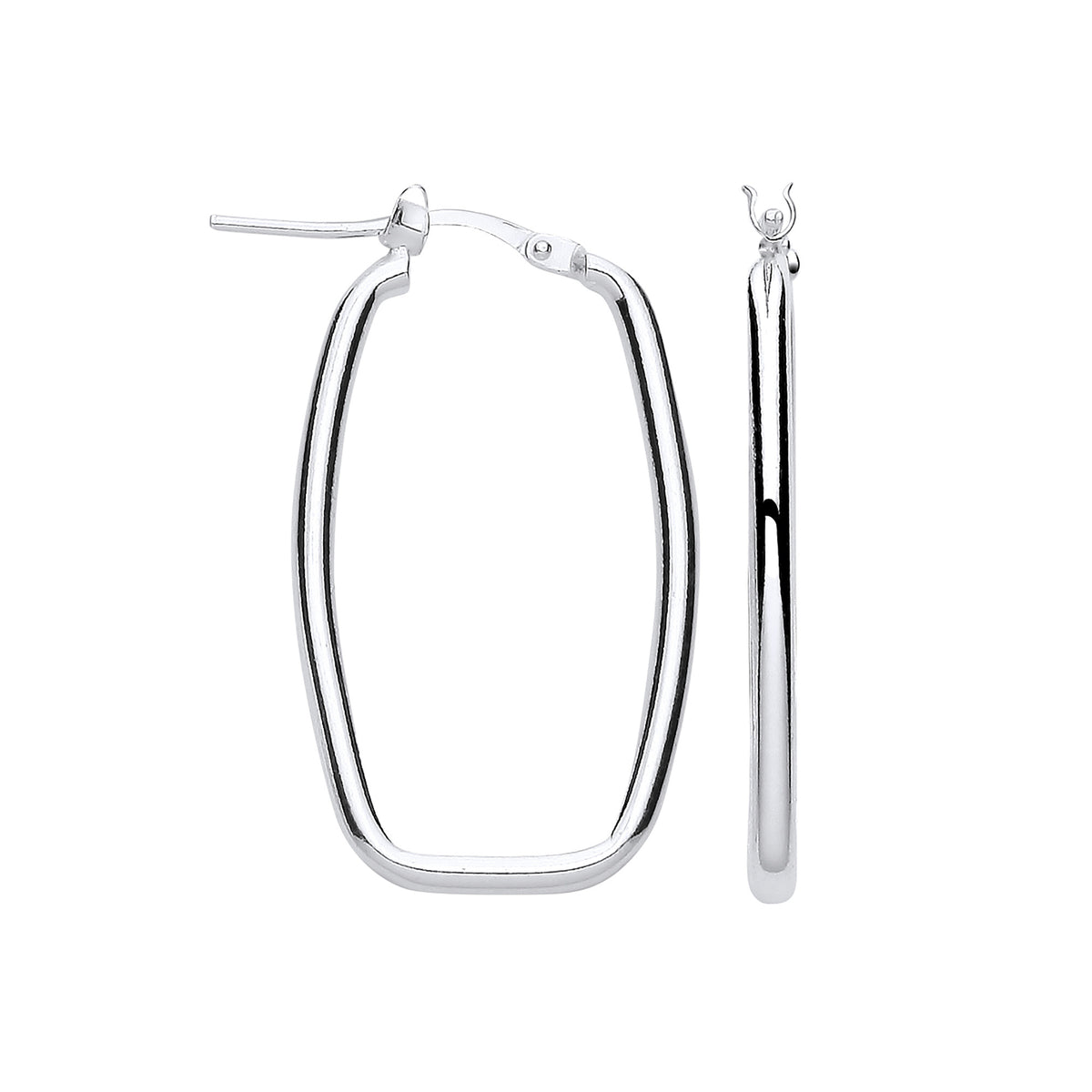 Silver Rectangular Creole Earrings