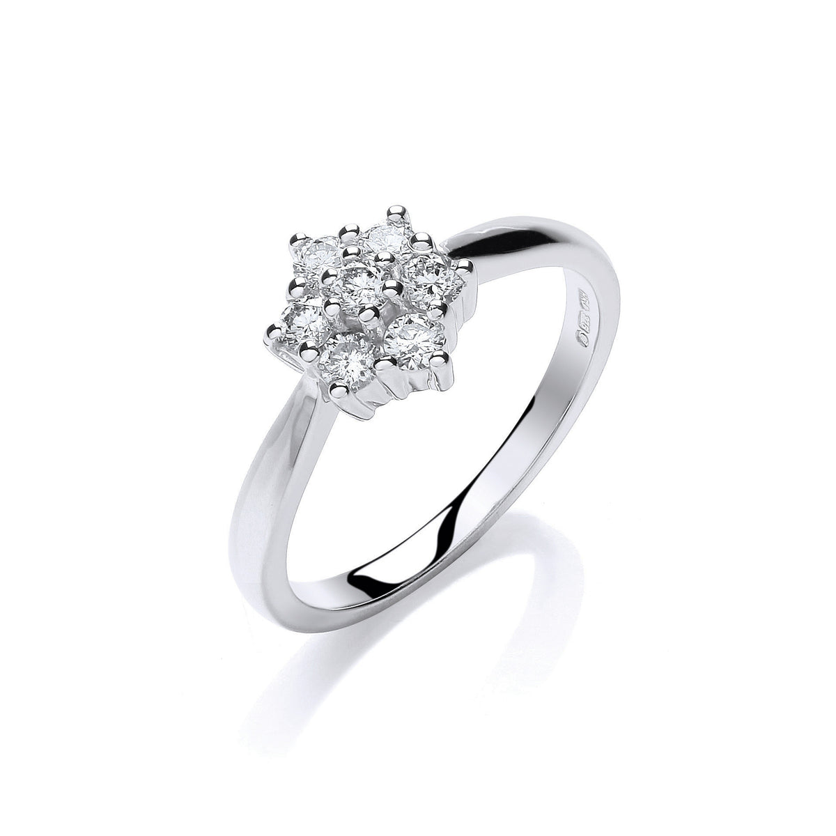 9ct W/G 0.33ct Diamond 7St Cluster Ring