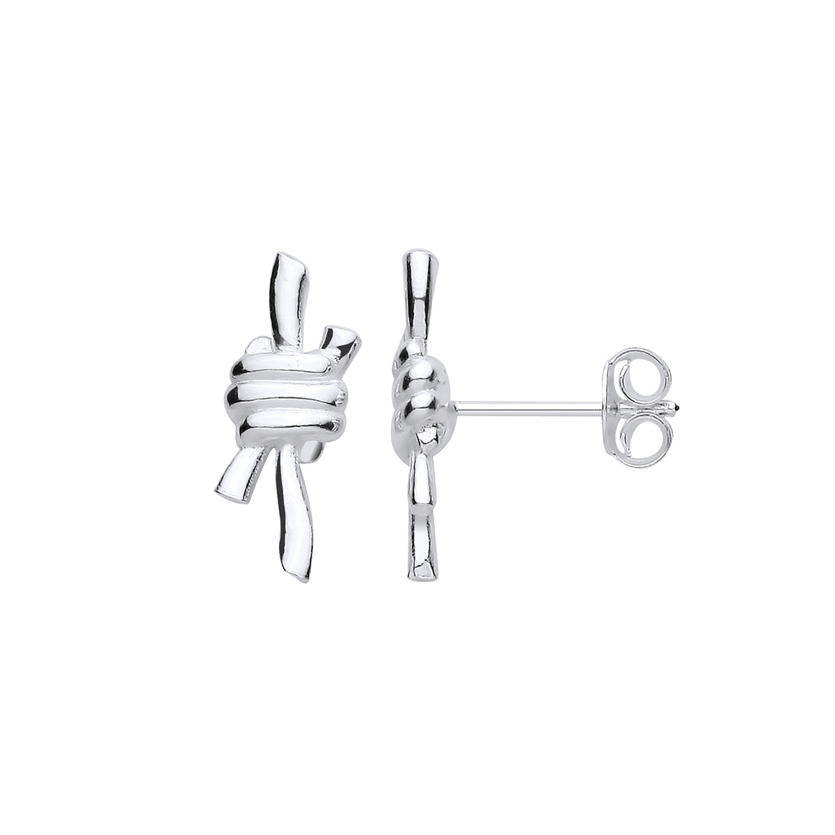 Silver Nautical Reef Knot Studs
