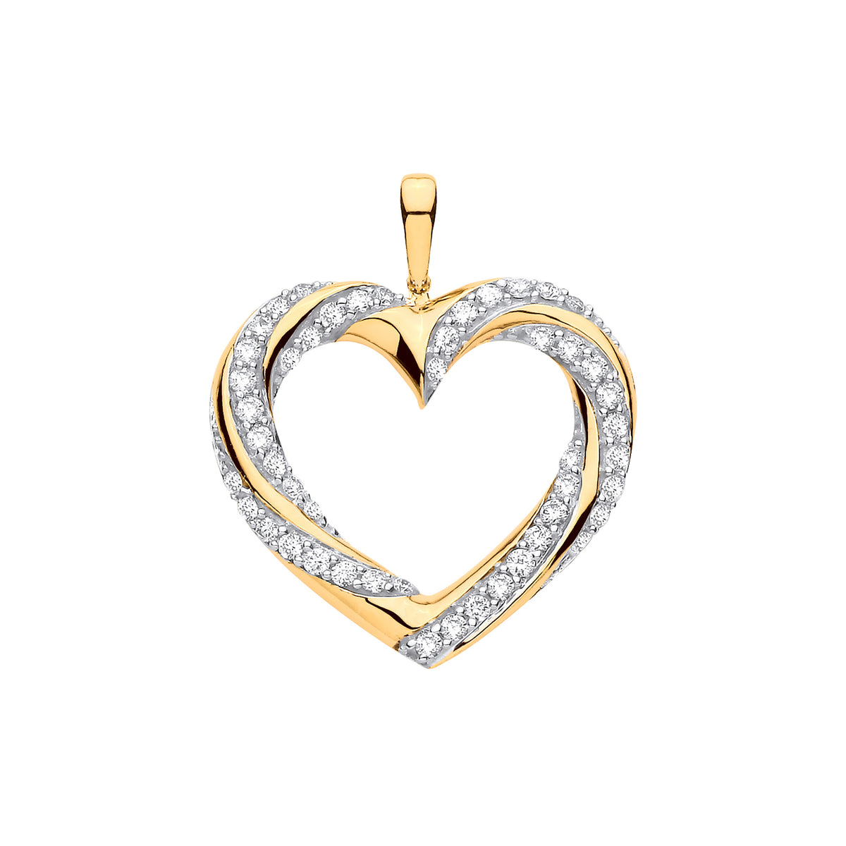 9ct Yellow Gold 0.50ct Diamond Heart Pendant