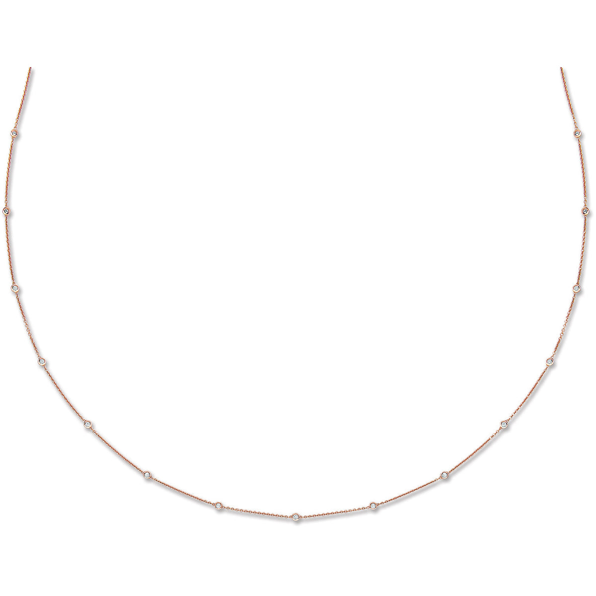 18ct Rose Gold 1.00ct Diamond by the yard Necklace (36in/91cm)