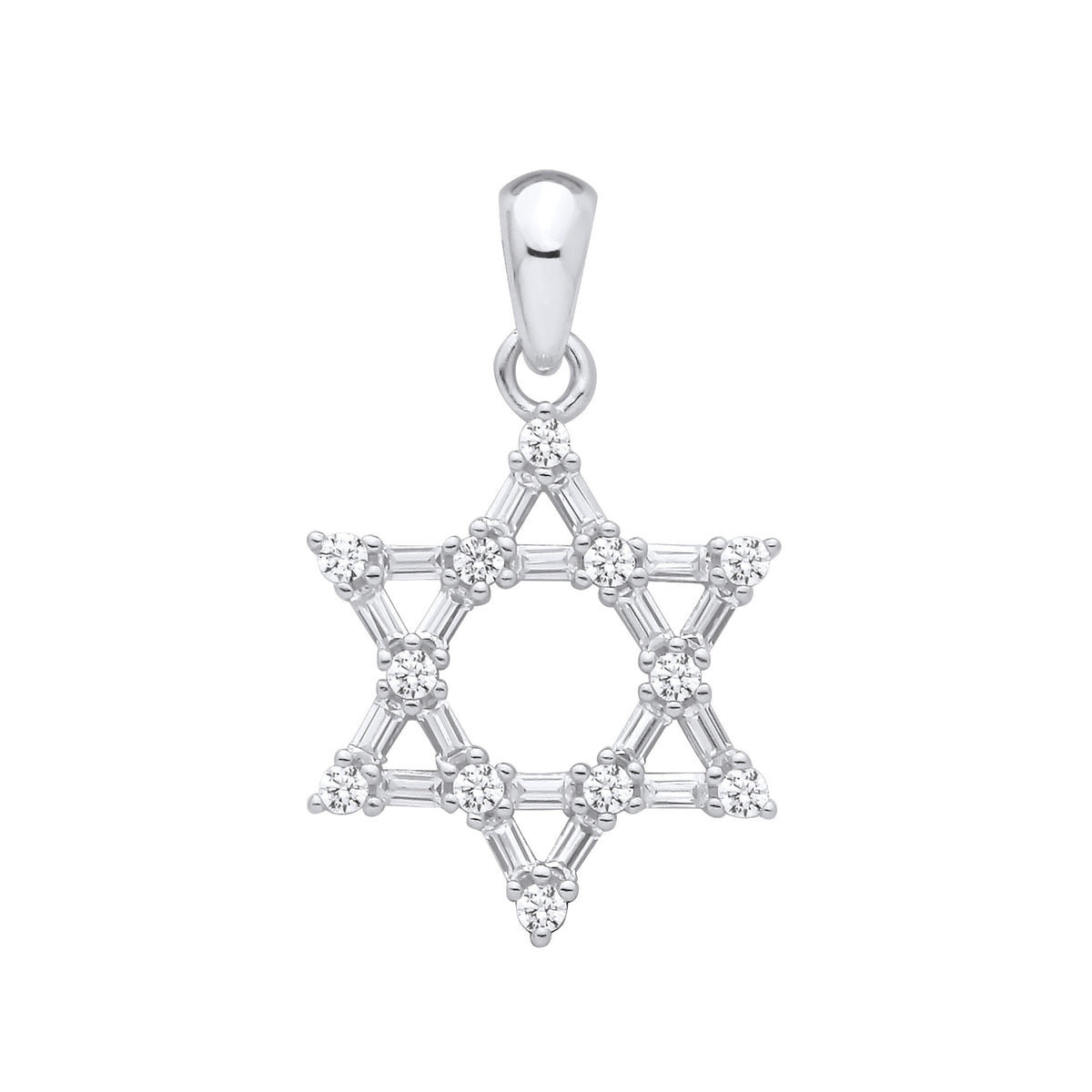 Silver CZs Star of David Pendant