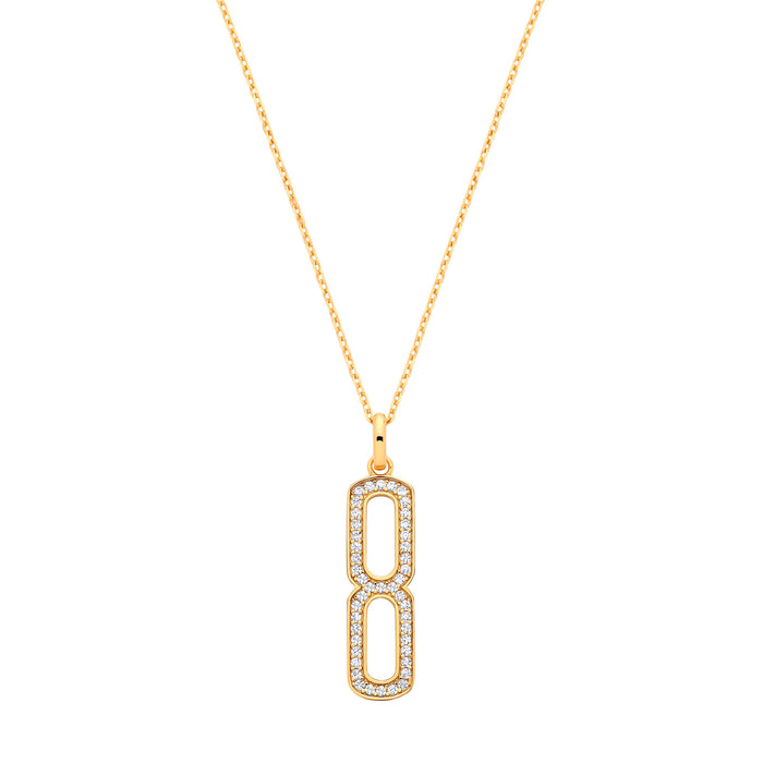 Silver 18ct YG Plated Necklace with CZ Paper Clip Drop Pendant