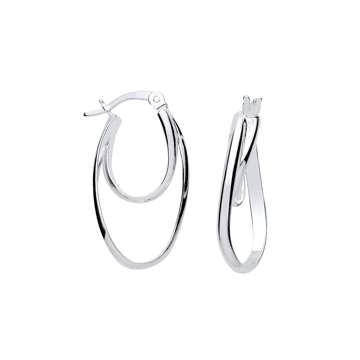 Silver Oval Hoop Earrings