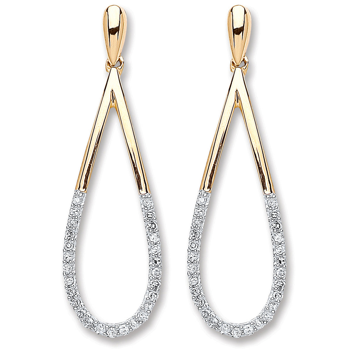 9ct Yellow Gold 0.15ct Dia Drop Earrings