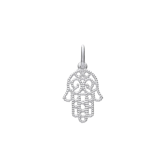 Silver Hamsa Hand Beaded Pendant