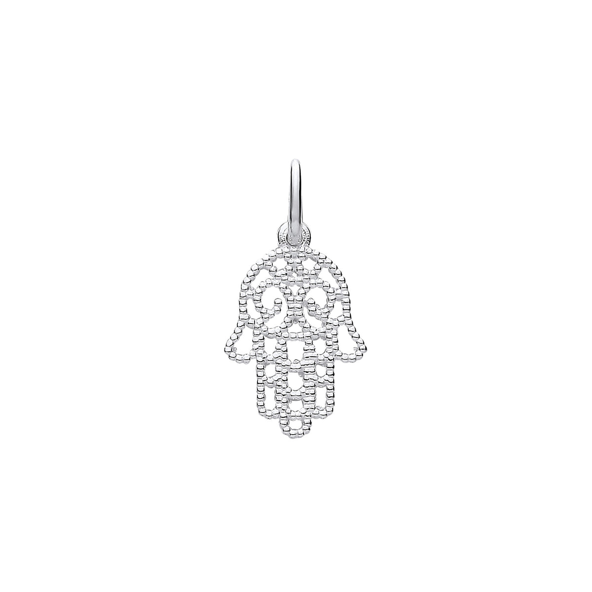 Silver Hamsa Hand Beaded Pendant