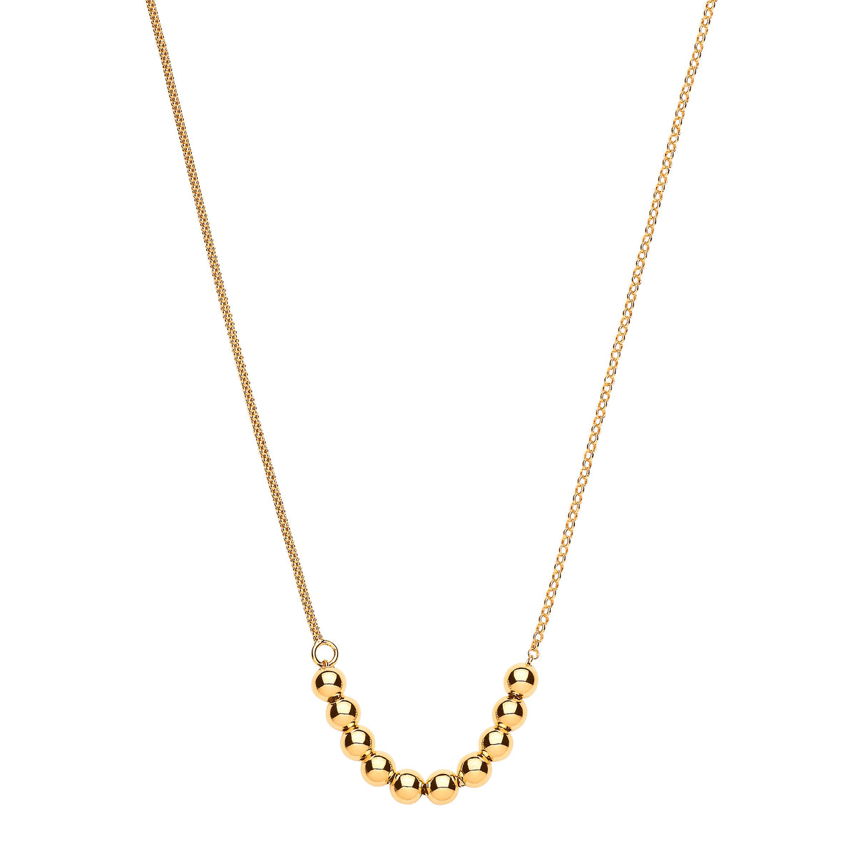 Silver YG Plated Necklace with Beads on Belcher & Popcorn Chains