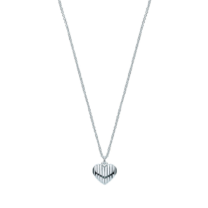 Silver Heart Ribbed Pendant Chain