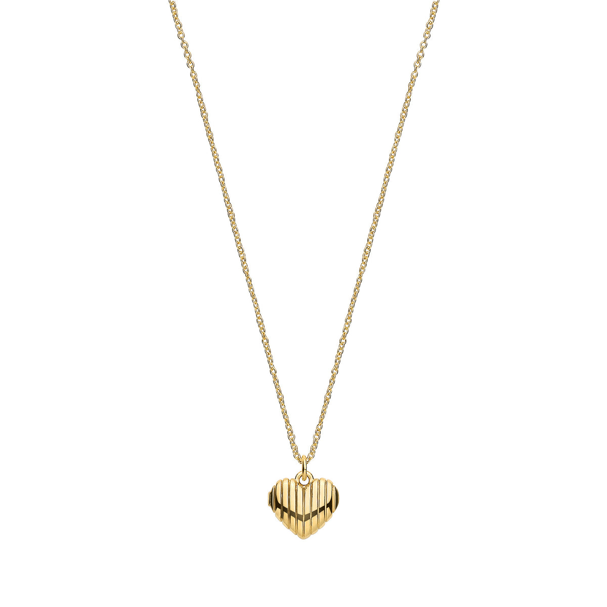 Silver YG Plated Heart Ribbed Pendant Chain