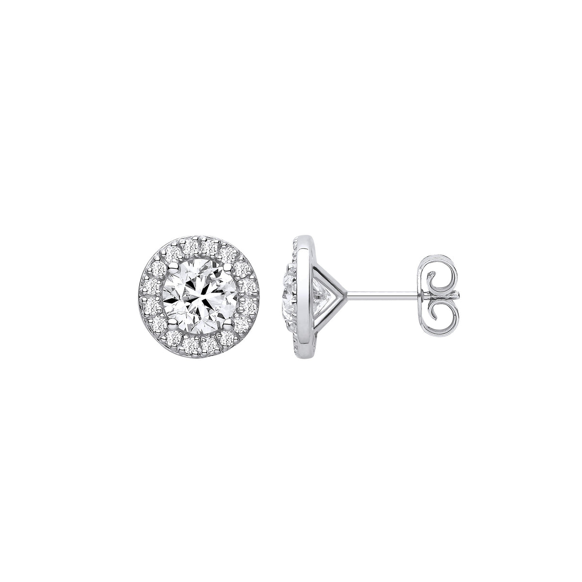 9ct White Gold 2.38ctw Solitaire LAB GROWN Diamond Halo Earrings IGI Certified