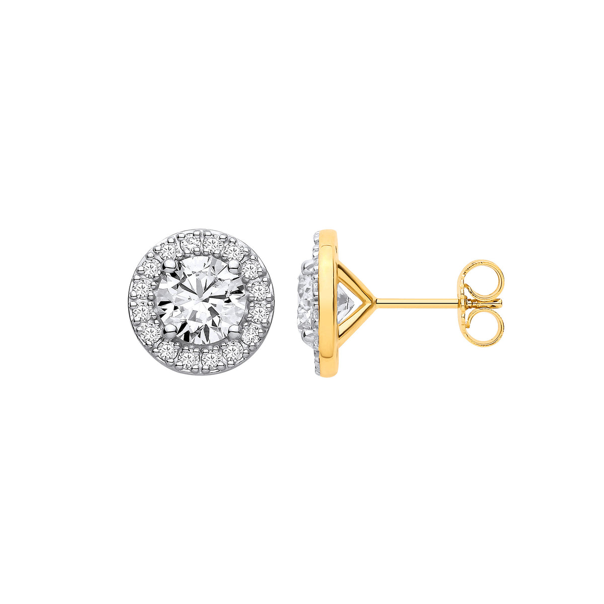 9ct Yellow Gold 3.54ctw Solitaire LAB GROWN Diamond Halo Earrings IGI Certified
