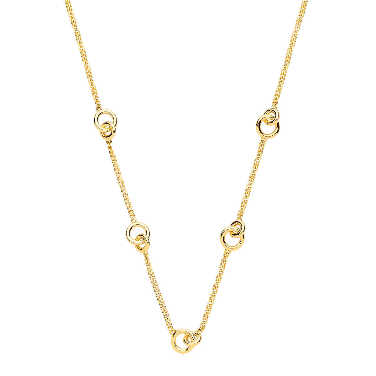 Silver YG Plated Interlocking Circle Necklace