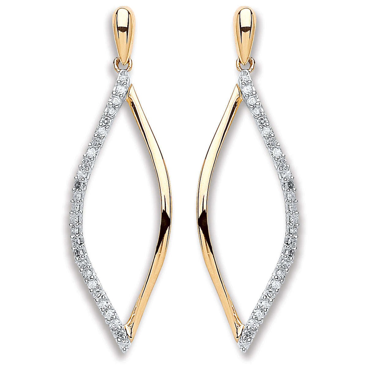 9ct Yellow Gold 0.15ct Dia Drop Earrings
