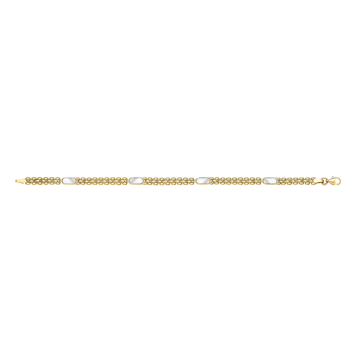 Y/G Oval MOP Panther Link Ladies Bracelet
