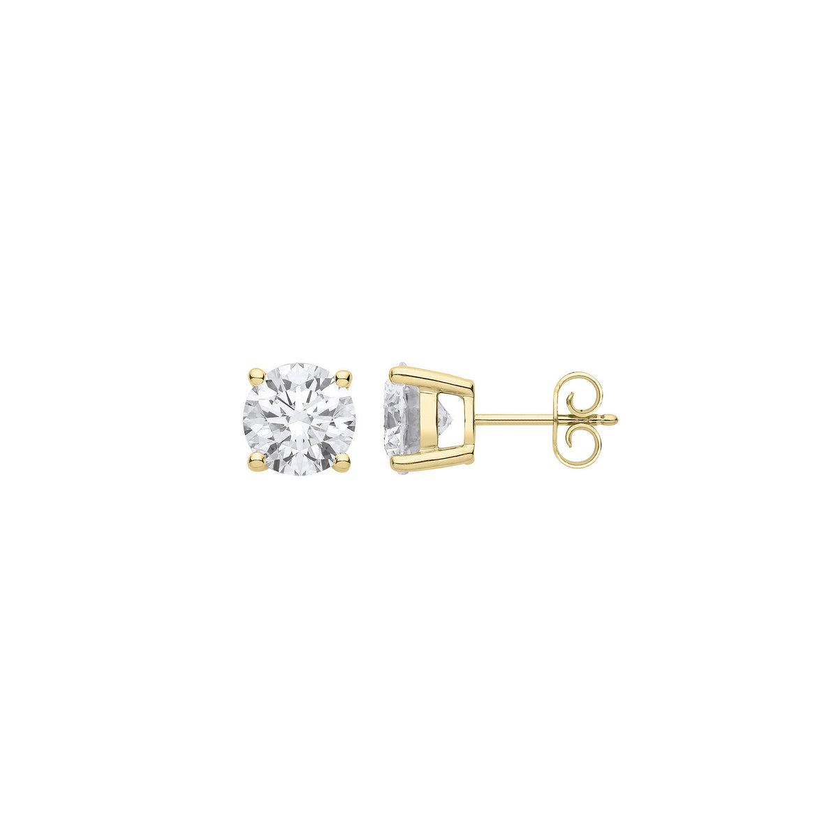 9ct Yellow Gold 1.00ctw Solitaire LAB GROWN Diamond Earrings IGI Certified