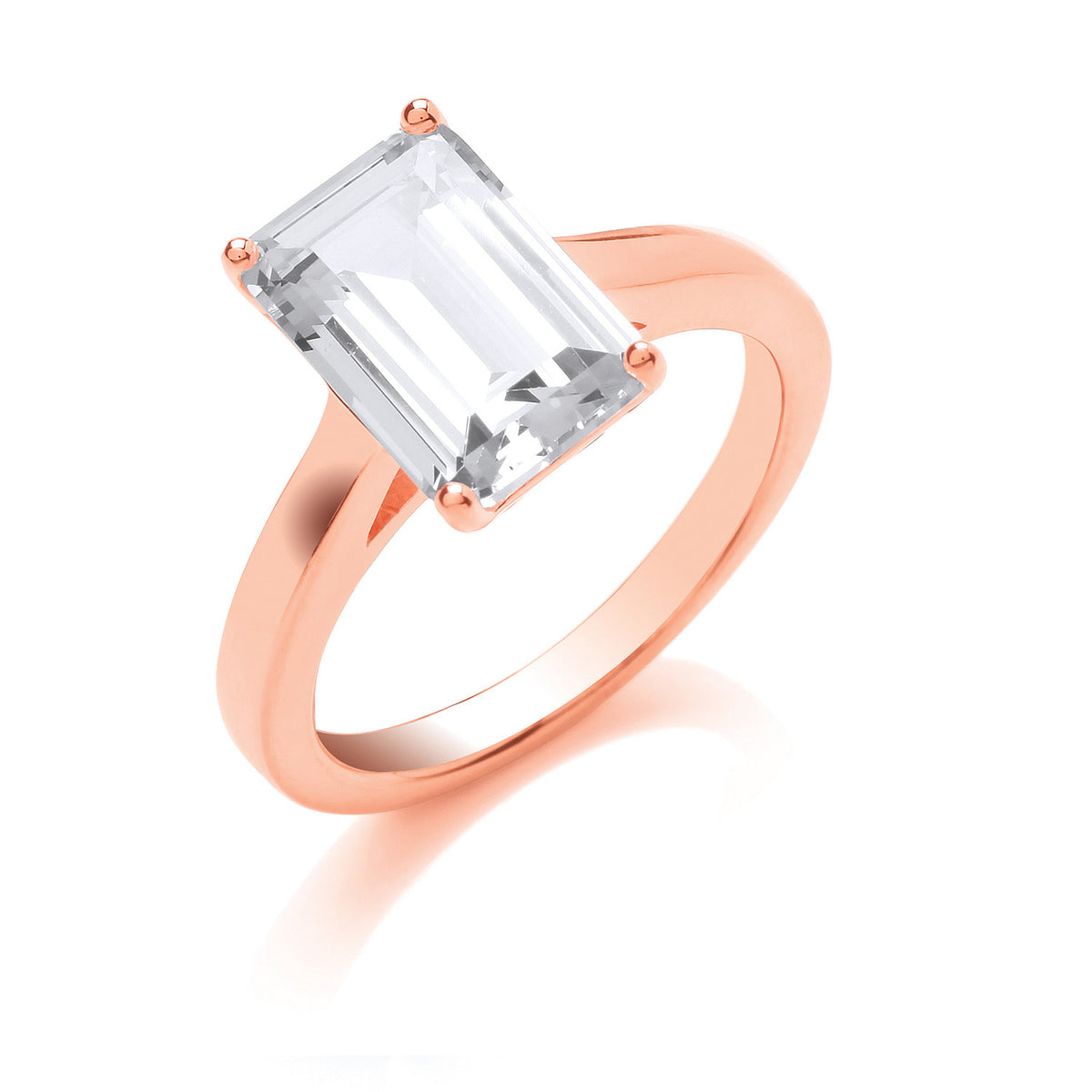 Silver RG Plated Emerald Cut Solitaire Ring Copy