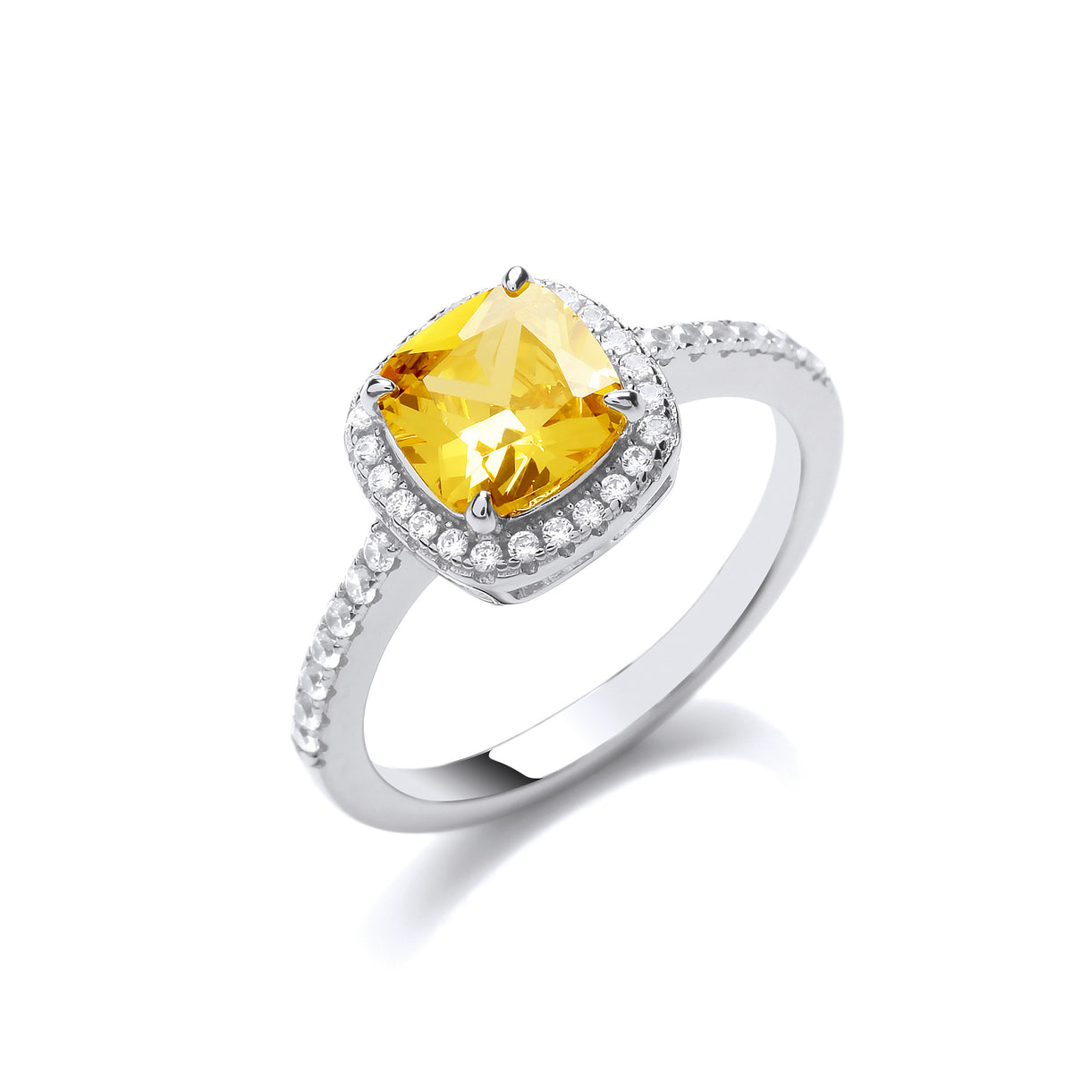 Silver Yellow CZ Ring Copy