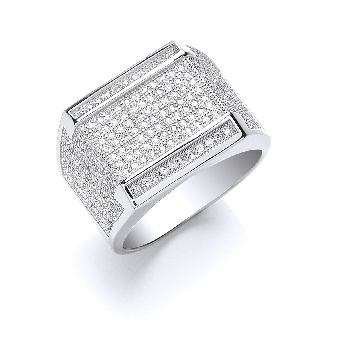Silver Micro Pave' Cz Gents Ring