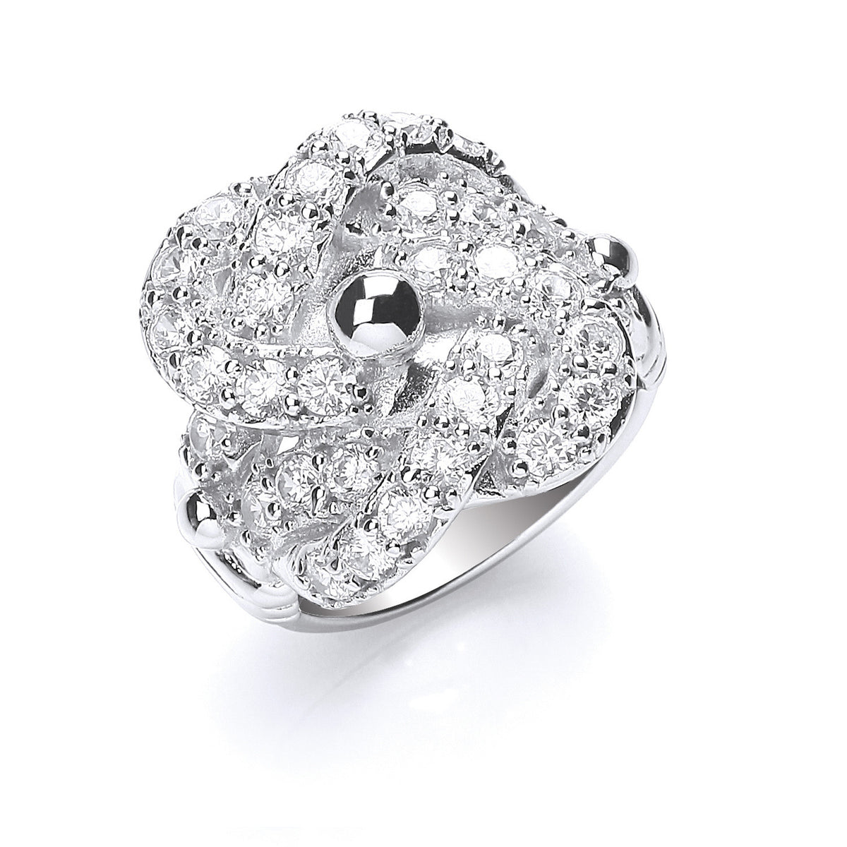Silver Cz Knot Gents Ring