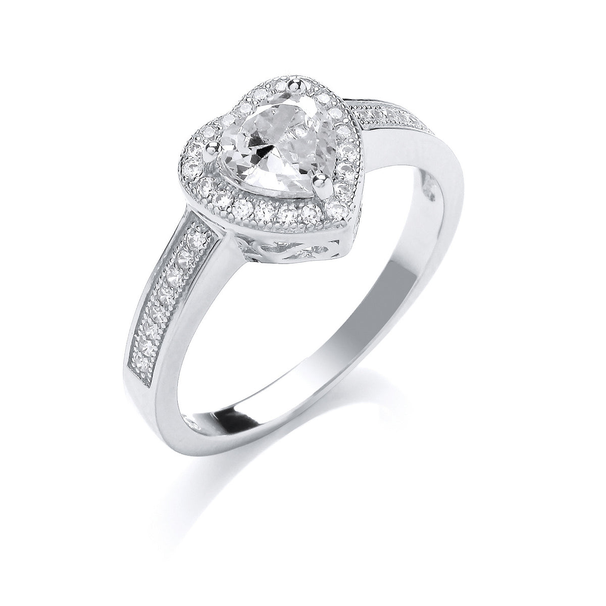 Silver Cz Heart Ring