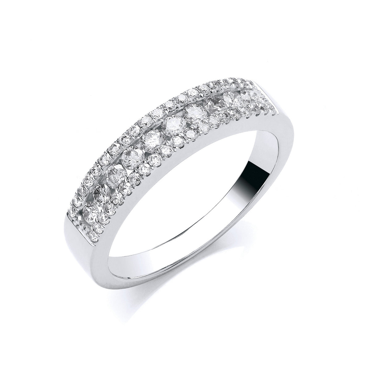 18ct white Gold 0.50ct GH-SI Diamond Half Eternity Ring