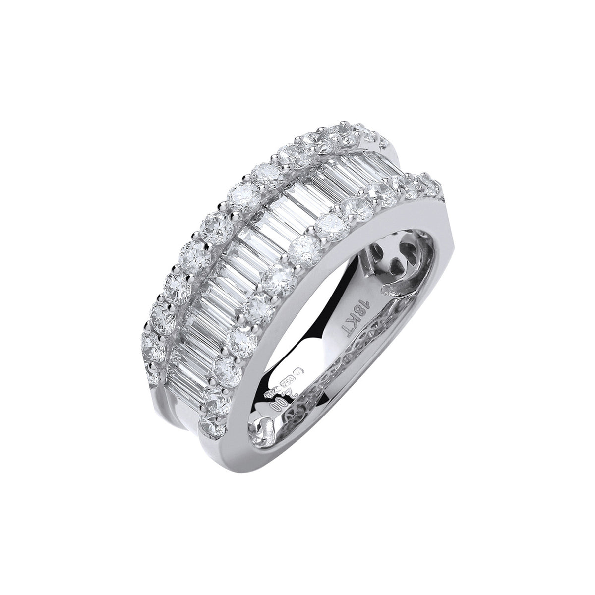 18ct White Gold 2.00ct Baguette & Brilliant Diamond Ring