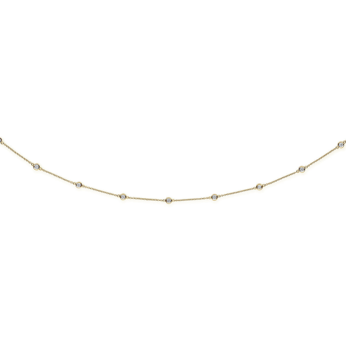 18ct Yellow Gold 1.00ct Diamond by the yard Necklace (18in/45cm) Chain