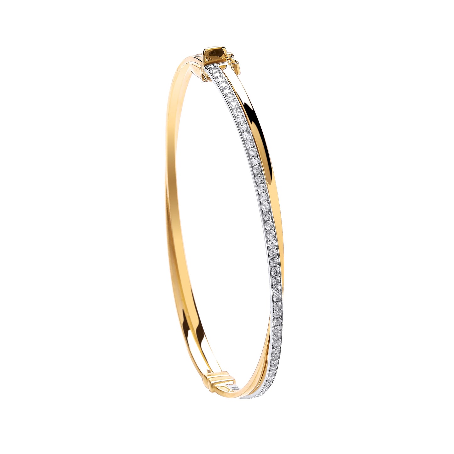 Yellow Gold X Over Cz Ladies Bangle TGC-BN0420