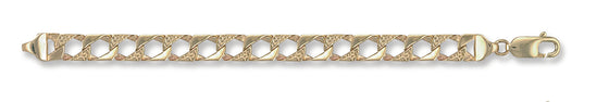 Yellow Gold Plain & Bark Casted Curb Baby Bracelet TGC-BR0003