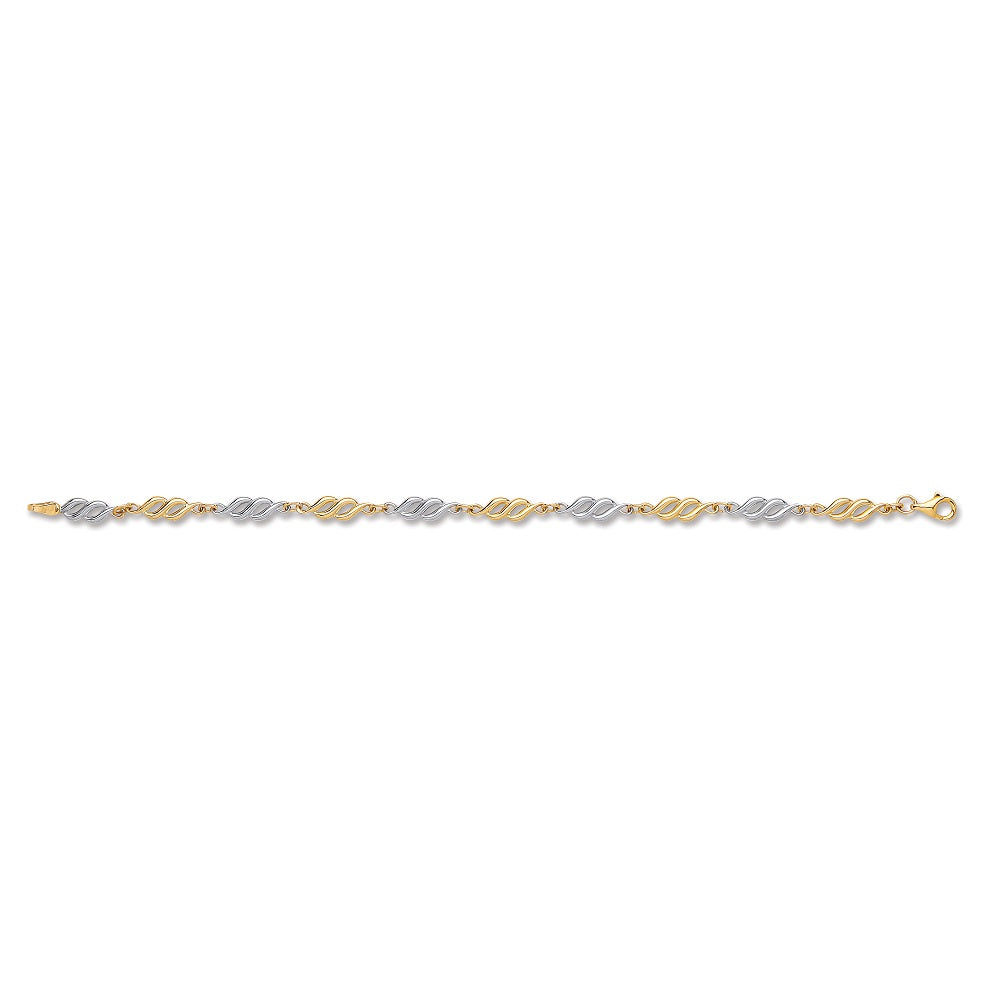White & Yellow Gold Fancy Hollow Link Bracelet TGC-BR0599