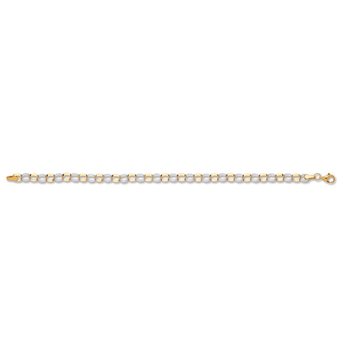 White & Yellow Gold Oval Hollow Link Bracelet TGC-BR0600